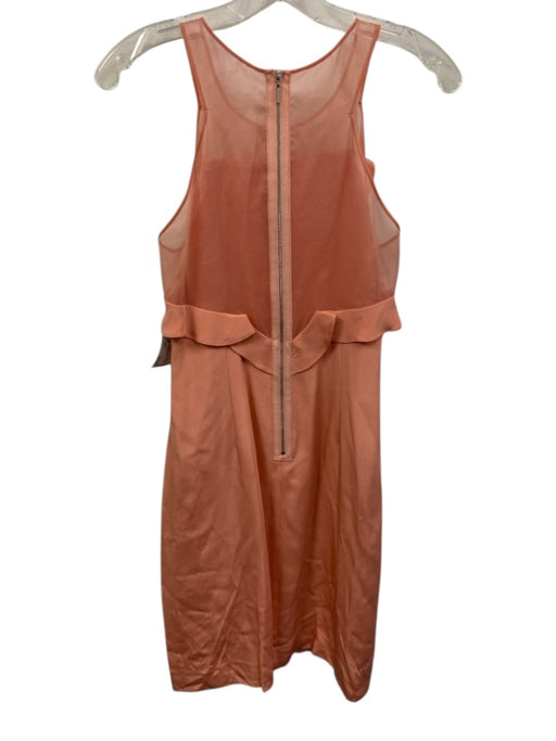 Rebecca Taylor Size 6 coral Silk Shift Organza Ruffles Knee length Dress coral / 6