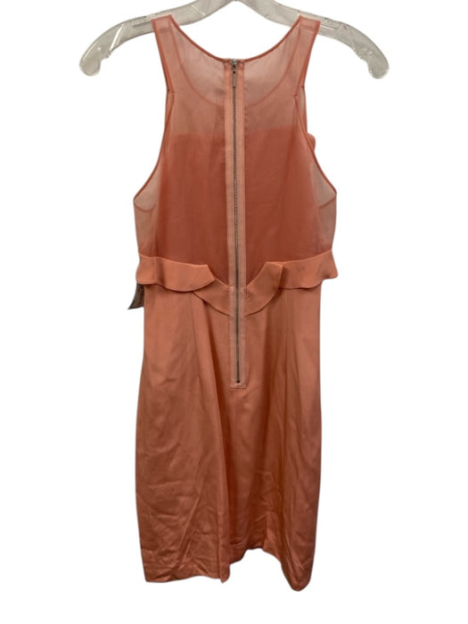Rebecca Taylor Size 6 coral Silk Shift Organza Ruffles Knee length Dress coral / 6