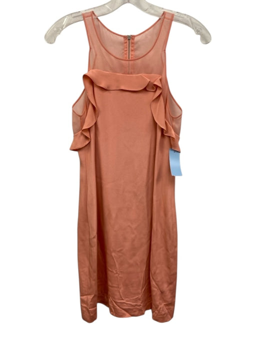 Rebecca Taylor Size 6 coral Silk Shift Organza Ruffles Knee length Dress coral / 6