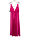 Aidan Mattox Size 14 Hot pink Polyester Spaghetti Strap Deep V Satin Long Gown Hot pink / 14