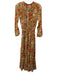 Misa Size S Orange, Green & Multi Polyester Swiss Dot Abstract Floral Maxi Dress Orange, Green & Multi / S