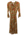 Misa Size S Orange, Green & Multi Polyester Swiss Dot Abstract Floral Maxi Dress Orange, Green & Multi / S