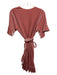 Misa Size Medium Pink Viscose Flare Sleeve Crushed Velvet Wrap Ruffles Dress Pink / Medium