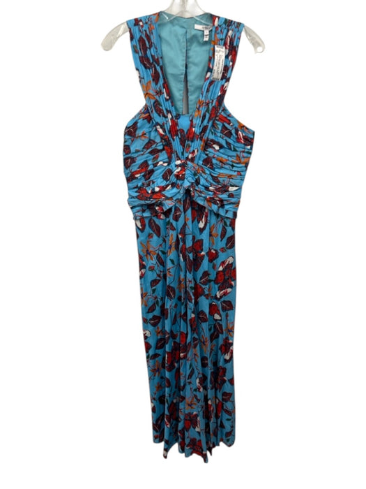 Derek Lam 10 Crosby Size 4 Blue & Multi Cotton & Silk Zip Close Printed Dress Blue & Multi / 4