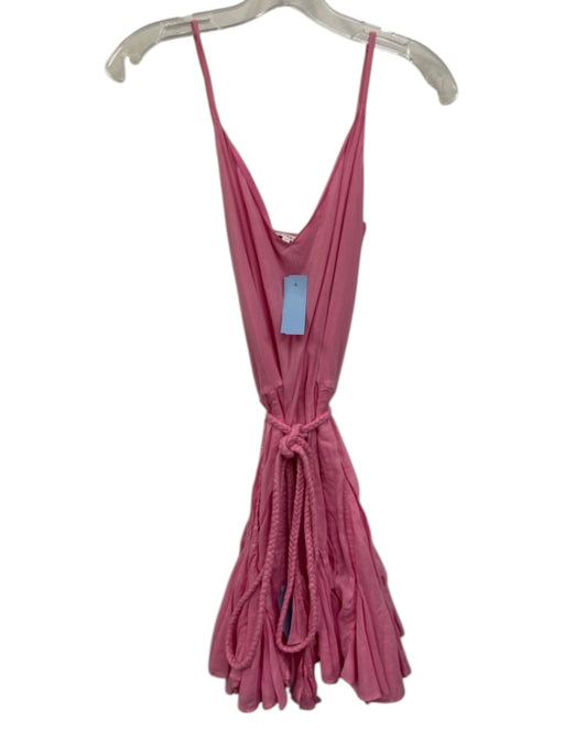 Rhode Size M Pink Cotton V Neck Sleeveless Mini Tie Belt Dress Pink / M