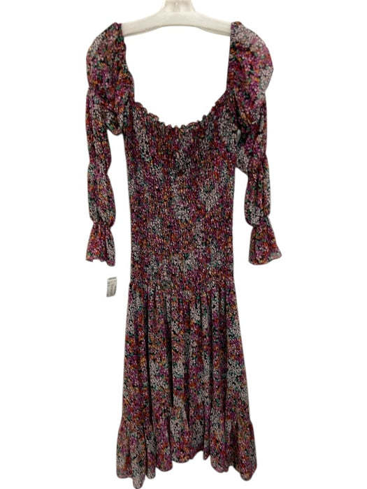 Misa Size M Black & Multi Polyester Off Shoulder Floral Maxi Smocked Dress Black & Multi / M