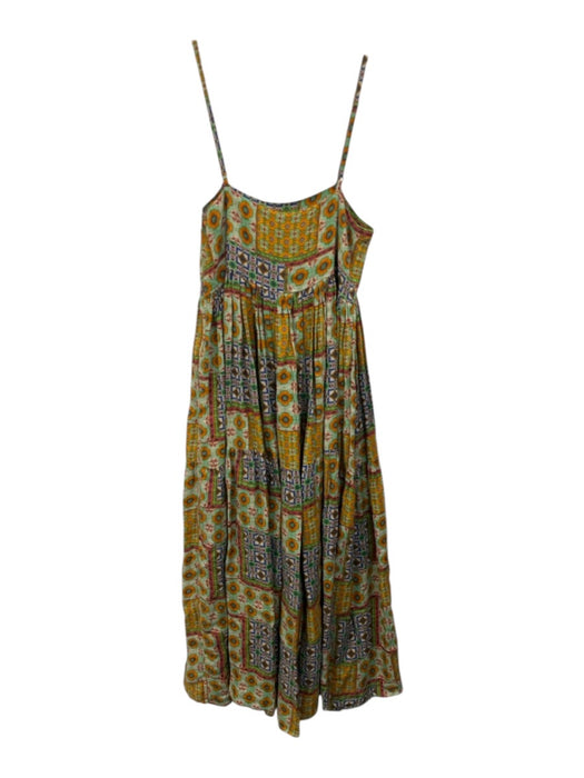 Carolina K Size S Green & Multi Linen Adjustable Strap Printed Maxi Dress Green & Multi / S