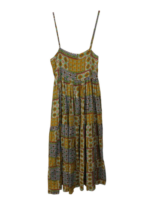 Carolina K Size S Green & Multi Linen Adjustable Strap Printed Maxi Dress Green & Multi / S