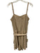 Pam & Gela Size M Khaki Lyocell Button Front Adjustable Strap Tie Belt Romper Khaki / M