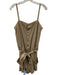 Pam & Gela Size M Khaki Lyocell Button Front Adjustable Strap Tie Belt Romper Khaki / M
