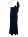 Theia Size 8 Navy One Shoulder Ruffles Zip Back Long Gown Navy / 8