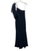 Theia Size 8 Navy One Shoulder Ruffles Zip Back Long Gown Navy / 8