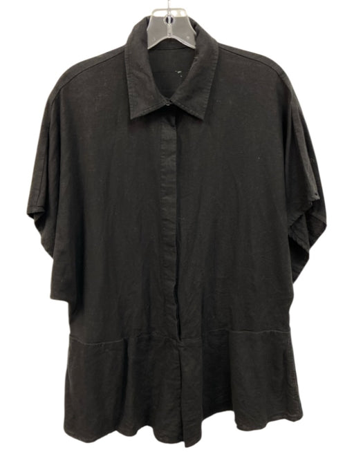 Daily Drills Size M/L Black Cotton Button Front Pockets Drape Sleeve Romper Black / M/L