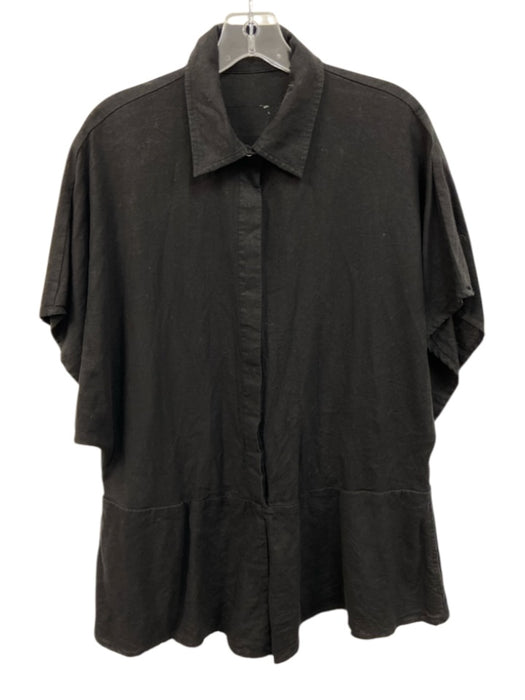 Daily Drills Size M/L Black Cotton Button Front Pockets Drape Sleeve Romper Black / M/L