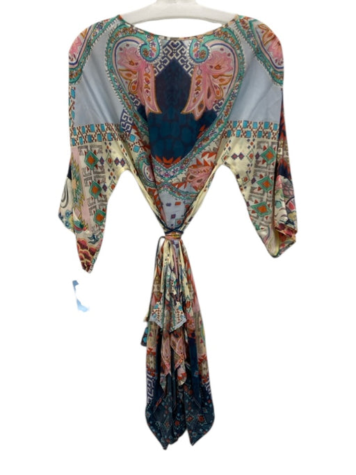 Johnny Was Size S Blue, Pink & Multi Cupra Rayon Keyhole Front Printed Dress Blue, Pink & Multi / S