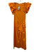 Ulla Johnson Size S Orange Cotton Zip Close Jersey Ruffles Leg Slit Dress Orange / S
