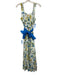 Beau & Ro Size S White, Blue & Multi Cotton Sleeveless Printed Tie Belt Dress White, Blue & Multi / S