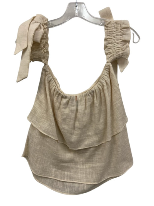 Misa Size M Cream Cotton Blend Off Shoulder Bows Gauze Top Cream / M