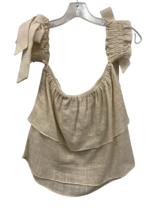 Misa Size M Cream Cotton Blend Off Shoulder Bows Gauze Top Cream / M