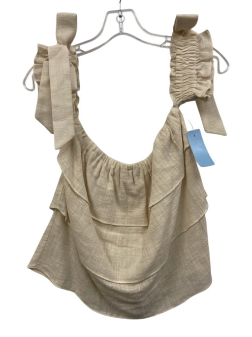 Misa Size M Cream Cotton Blend Off Shoulder Bows Gauze Top Cream / M