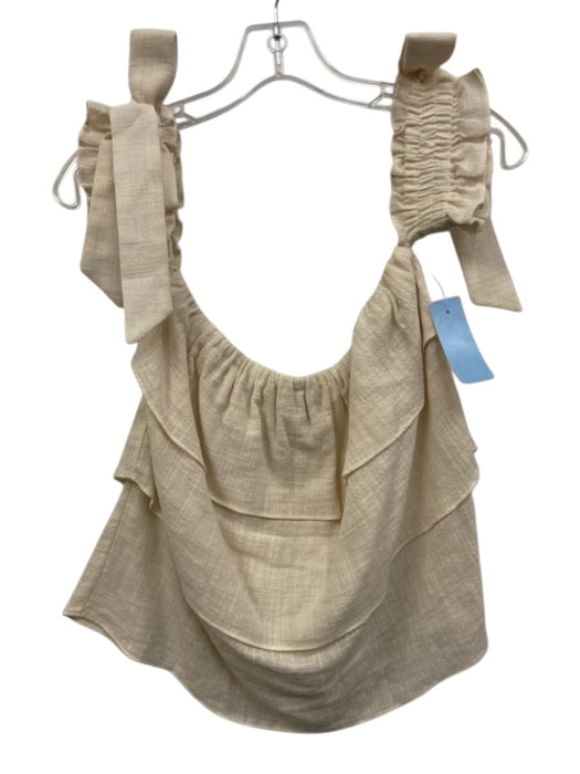 Misa Size M Cream Cotton Blend Off Shoulder Bows Gauze Top Cream / M