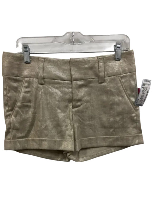 Alice + Olivia Size 4 Silver Linen Blend Zip & Hook Closure Metallic Shorts Silver / 4