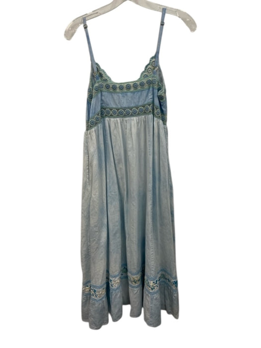 Loveshackfancy Size 8 Blue & White Cotton V Neck Lace Floral Maxi Dress Blue & White / 8