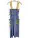Rhode Size M Blue & Multi Cotton & Linen Smocked Bodice Striped Maxi Dress Blue & Multi / M