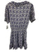 Sundays Size 1 White & Indigo Print Cotton Butterfly V Neck Short Sleeve Dress White & Indigo Print / 1
