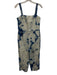 AMO Size M White & Blue Linen & Cotton Tie Dye Pockets Adjustable Strap Jumpsuit White & Blue / M