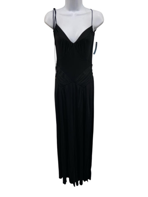 Louis Vuitton Size 36 Black Viscose V Neck Tie Shoulder Wide Leg Jumpsuit Black / 36