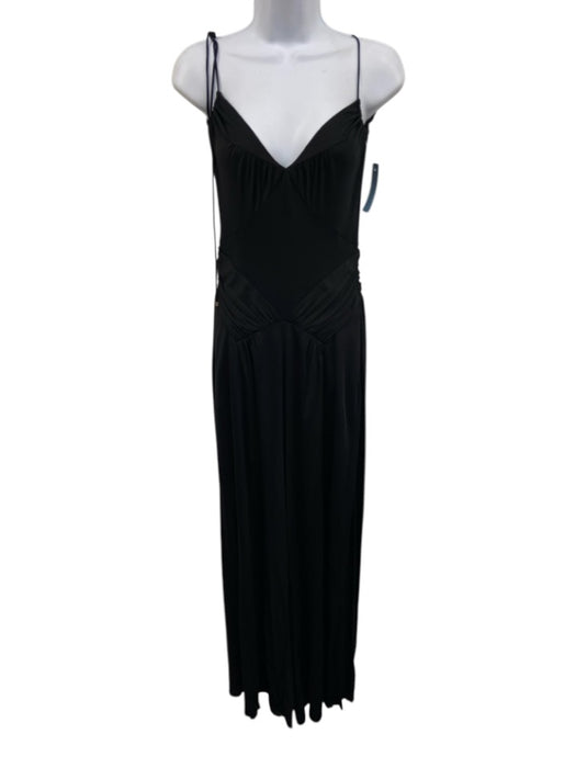 Louis Vuitton Size 36 Black Viscose V Neck Tie Shoulder Wide Leg Jumpsuit Black / 36