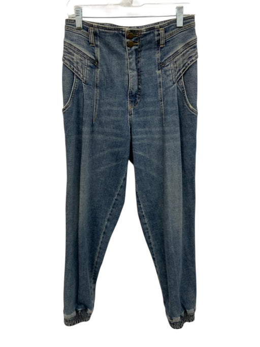 Retrofete Size 27 Blue Wash Cotton Blend Zip & Button Whiskering Jeans Blue Wash / 27