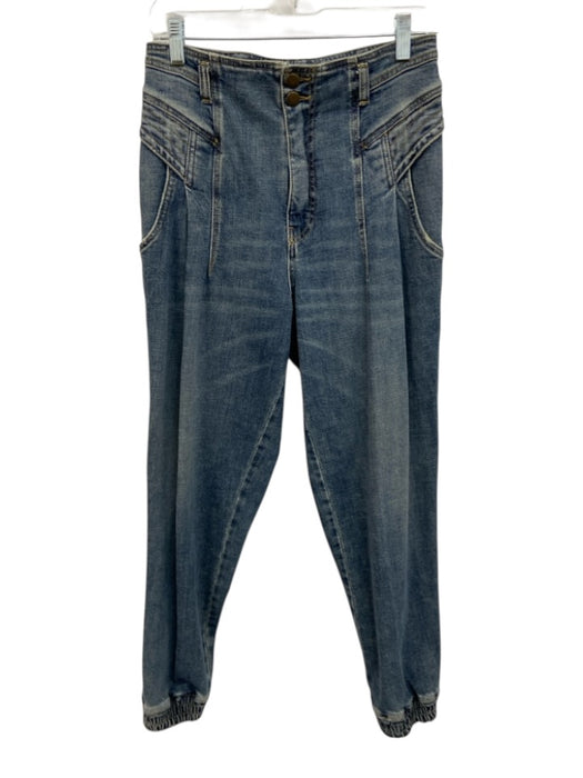 Retrofete Size 27 Blue Wash Cotton Blend Zip & Button Whiskering Jeans Blue Wash / 27