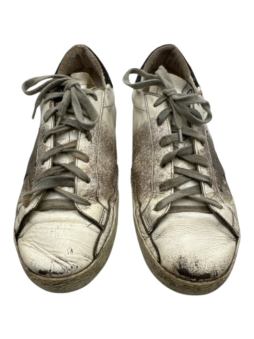 Golden Goose Shoe Size 40 White & Multi Leather Lace Up Glitter Star Motif Shoes White & Multi / 40