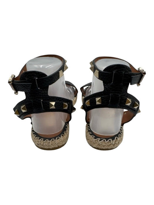 Valentino Garavani Shoe Size 40 Black Leather Studded Open Toe Buckle Sandals Black / 40