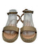 Valentino Garavani Shoe Size 40 Gold Leather Studded Open Toe Espadrille Sandals Gold / 40