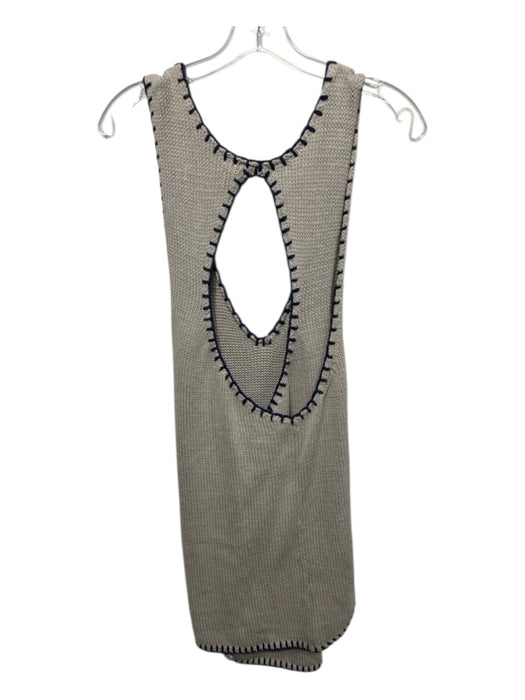 ONE X ONETEASPOON Size Large Taupe & Blue Cotton Blend Sleeveless Knit Top Taupe & Blue / Large