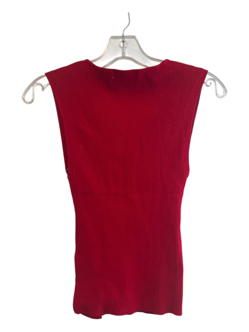 Anthropologie Size XS Red Viscose & Nylon Sleeveless V Neck Ribbed Top Red / XS