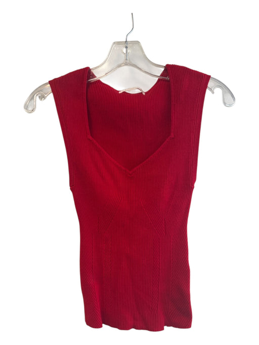 Anthropologie Size XS Red Viscose & Nylon Sleeveless V Neck Ribbed Top Red / XS