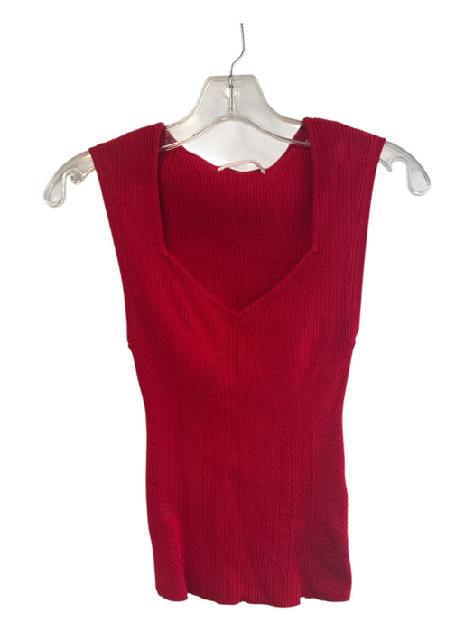 Anthropologie Size XS Red Viscose & Nylon Sleeveless V Neck Ribbed Top Red / XS