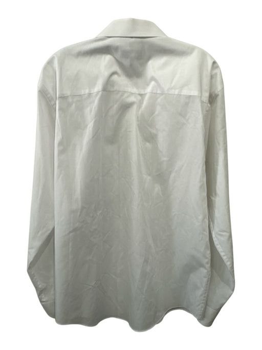 Yves Saint Laurent Size 15 White Cotton Blend Long Sleeve Button Front Top White / 15