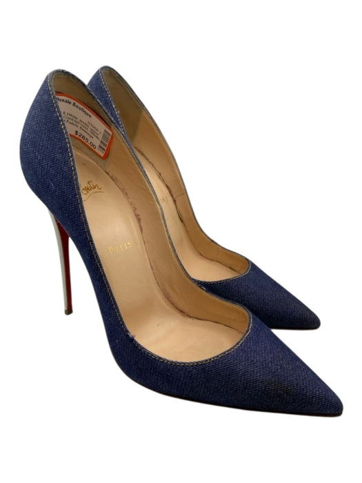 Christian Louboutin Shoe Size 40.5 Blue & White textile upper Denim Pumps Blue & White / 40.5