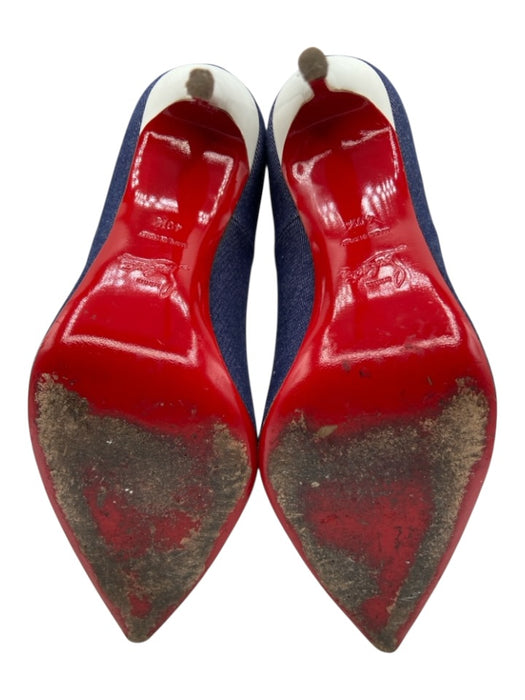 Christian Louboutin Shoe Size 40.5 Blue & White textile upper Denim Pumps Blue & White / 40.5