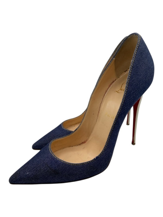Christian Louboutin Shoe Size 40.5 Blue & White textile upper Denim Pumps Blue & White / 40.5