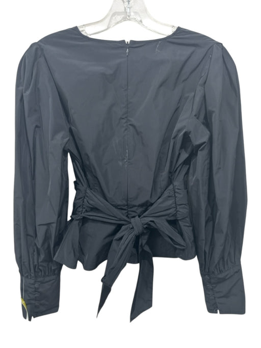 Veronica Beard Size 2 Black Polyester Long Sleeve Wrap Button Cuff Cropped Top Black / 2