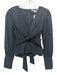 Veronica Beard Size 2 Black Polyester Long Sleeve Wrap Button Cuff Cropped Top Black / 2