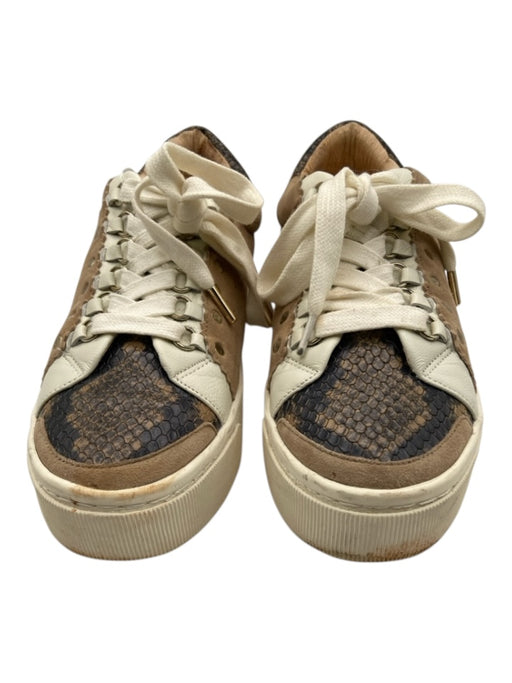 Joie Shoe Size 38 beige, taupe , cream Leather Lace Up Snake Low Top Sneakers beige, taupe , cream / 38