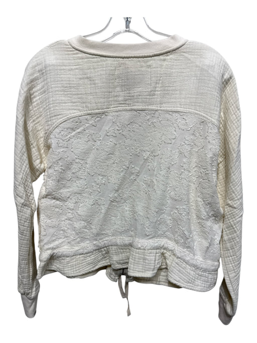 Saturday Sunday Size S Cream Cotton Drawstring Waist Applique Collarless Jacket Cream / S