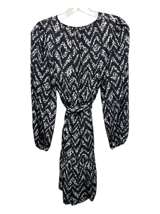 Marie Oliver Size S Black, Brown, Cream Silk Abstract Leopard Sash Dress Black, Brown, Cream / S